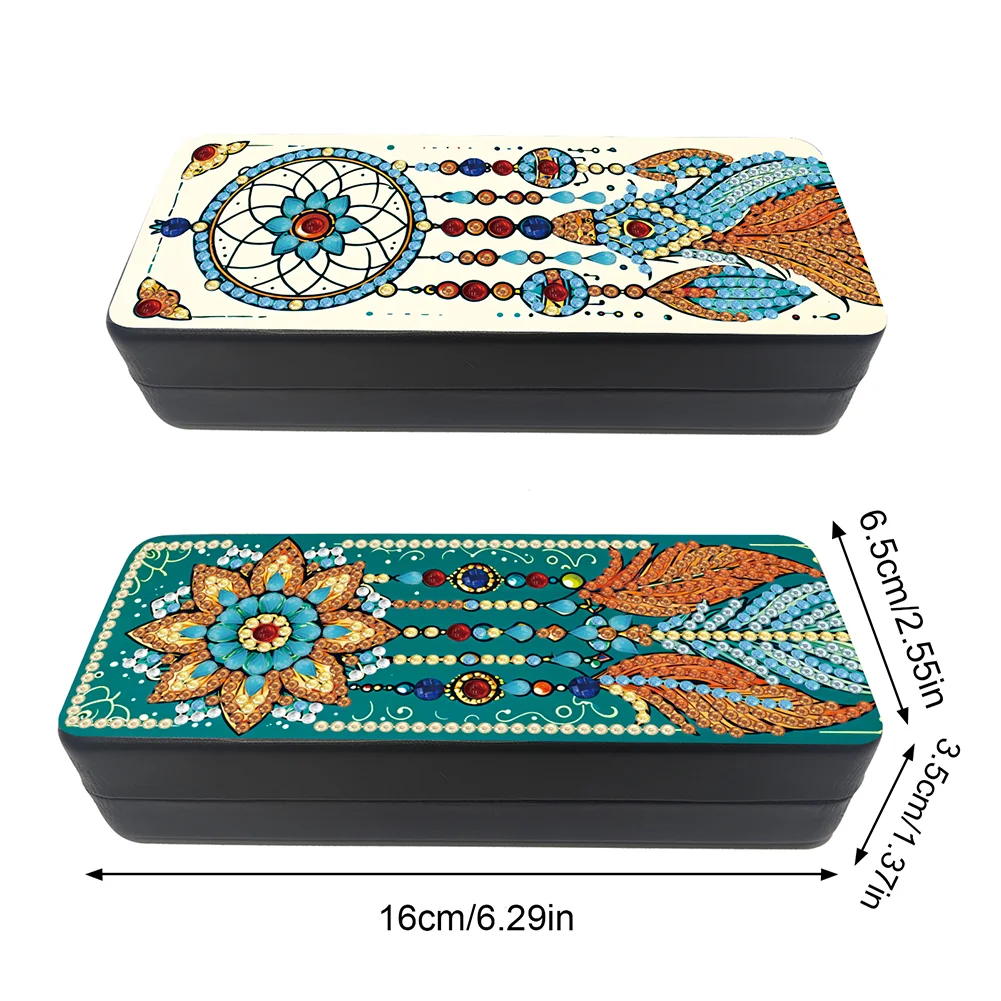 2Pcs 5D DIY Dream Catcher Diamond Painting Glasses Case Kit Diamond Art Case