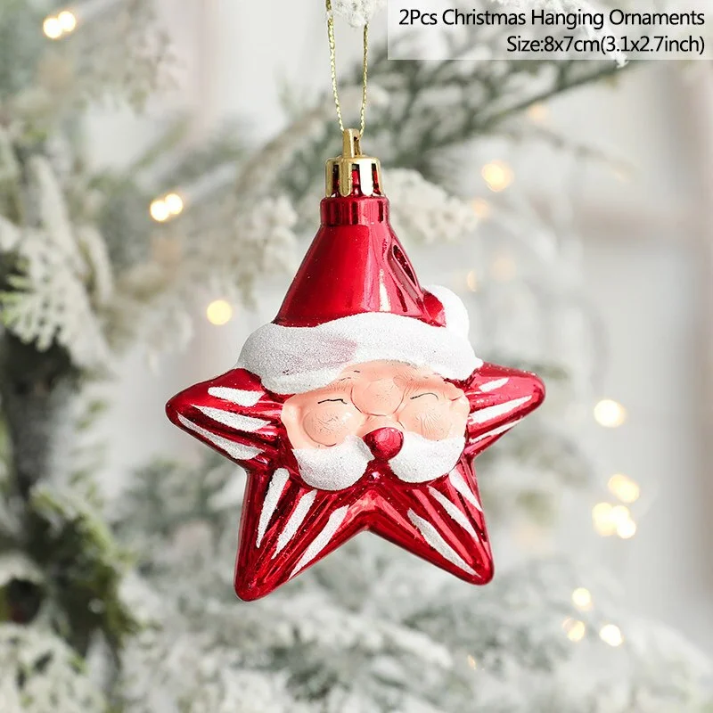 2pcs Christmas Tree Hanging Pendant Ornaments Merry Christmas Decorations For Home Happy New Year Kids Gift Xmas Navidad Noel