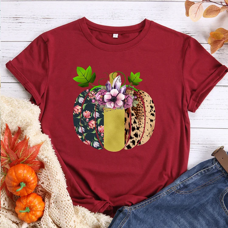 Floral  Pumpkin T-shirt Tee -613271