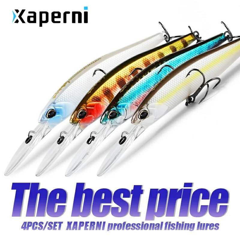 Xaperni Hot sales 4pcs/set 100mm 16g Dive1.8-3m Fishing Lures Hard Lure Pike Artificial Bait Fishing Tackle Bass Trout