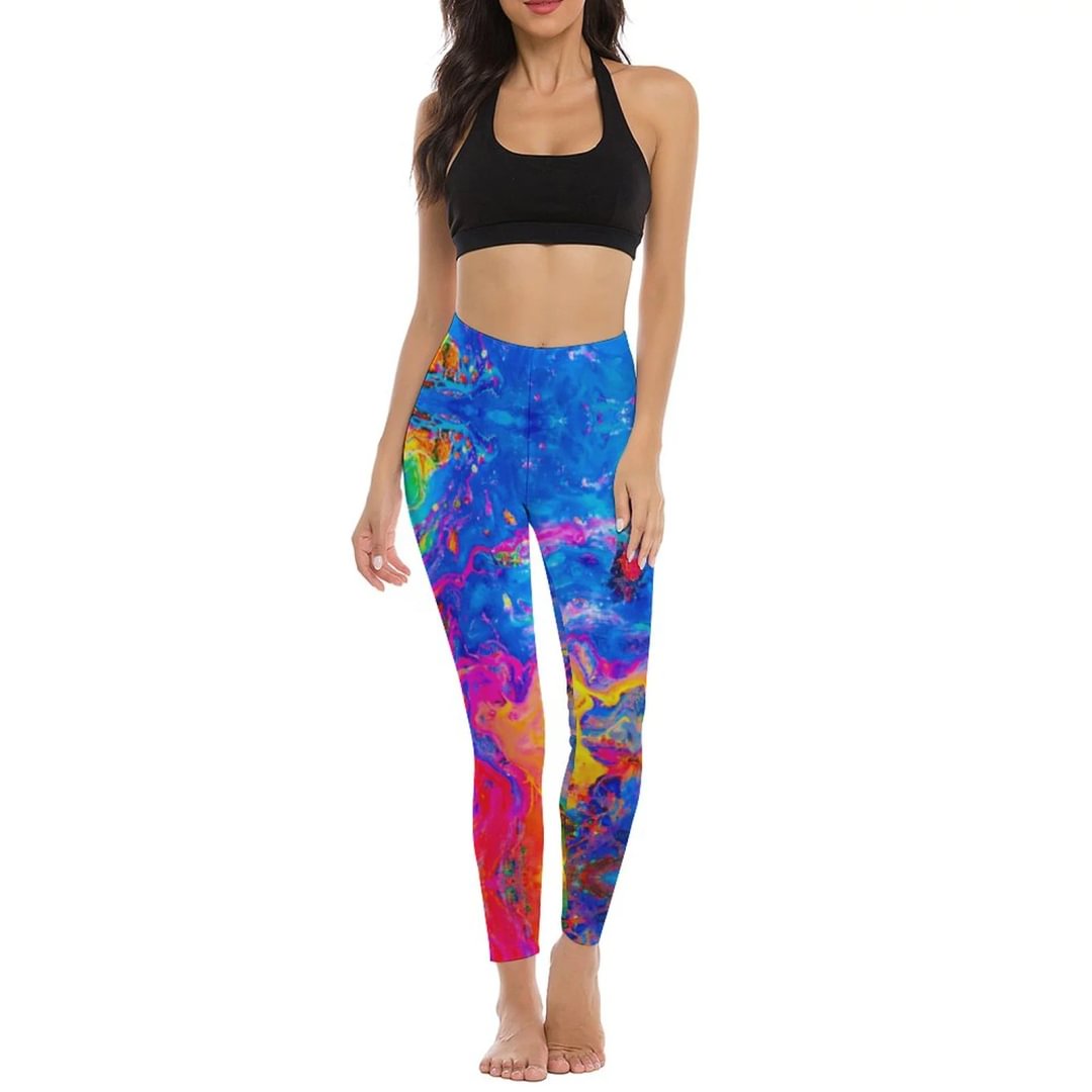 Neon Galaxy Yoga Pants for Women Casual High Waisted Elastic Comfortable Soft Leggings