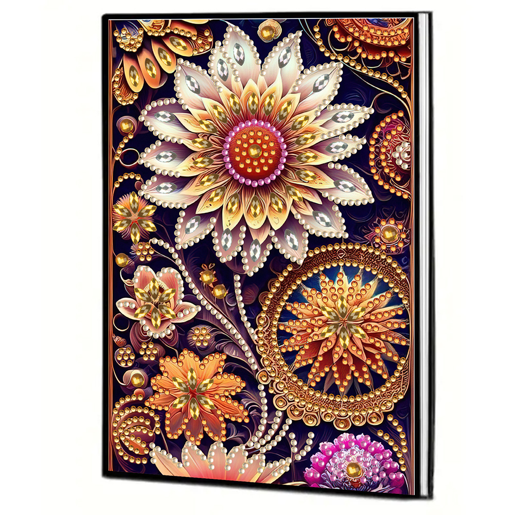 50 Pages A5 Special Shaped Blooming Flowers 5D DIY Diamond Drawing Notebook Art