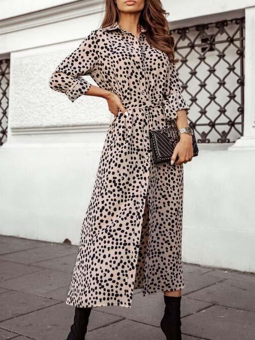 Women Half Sleeve V-neck Solid Color Dress