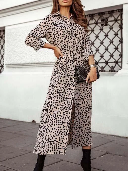 Women Half Sleeve V-neck Solid Color Dress