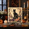 Halloween Bead Art DIY Pearl Painting Kit with Frame 20x20cm(Black cat)