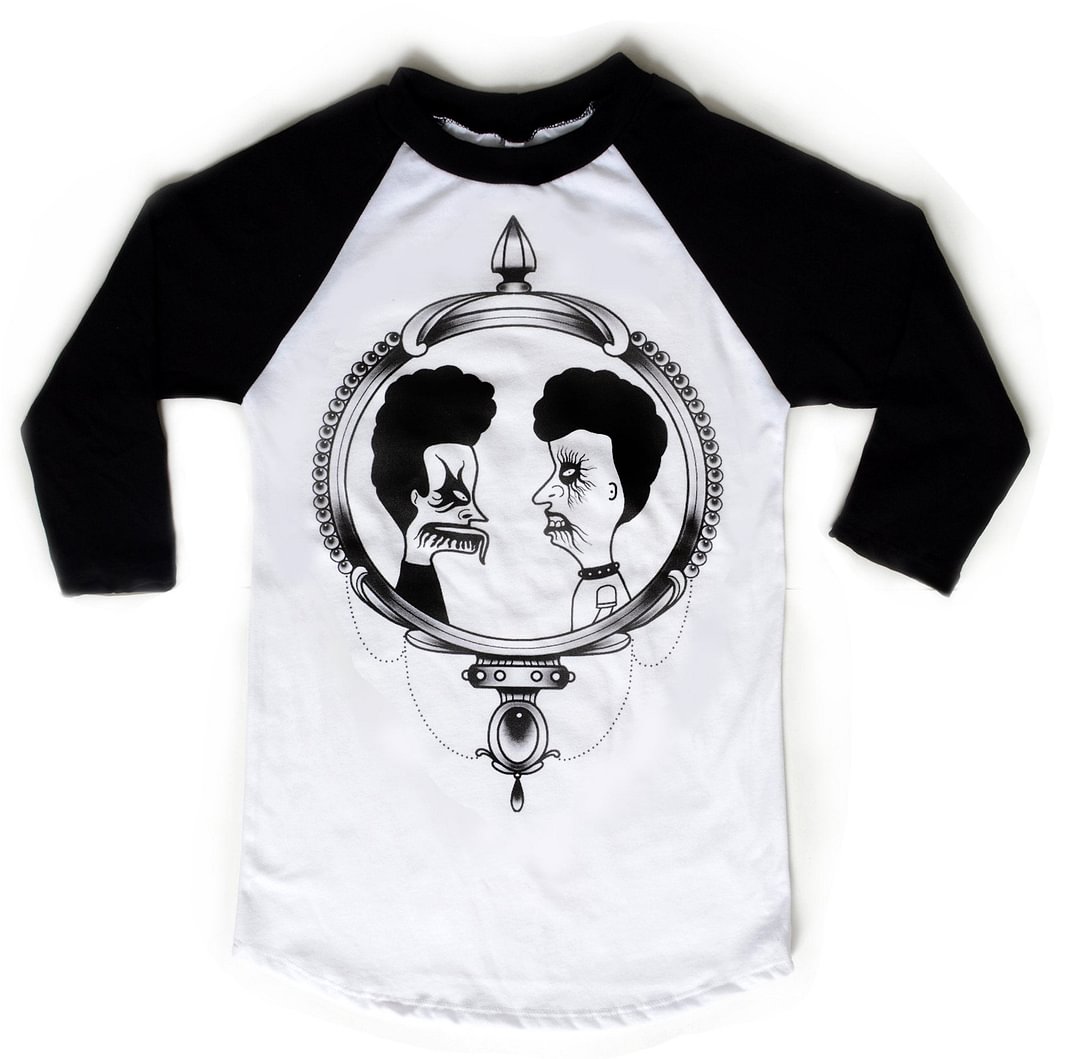 Black Metal Beavis and Butthead Baseball Tee (Women)