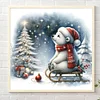 5D DIY Full Square Drill Diamond Painting Snowy Night Bear Kit Decor 30x30cm