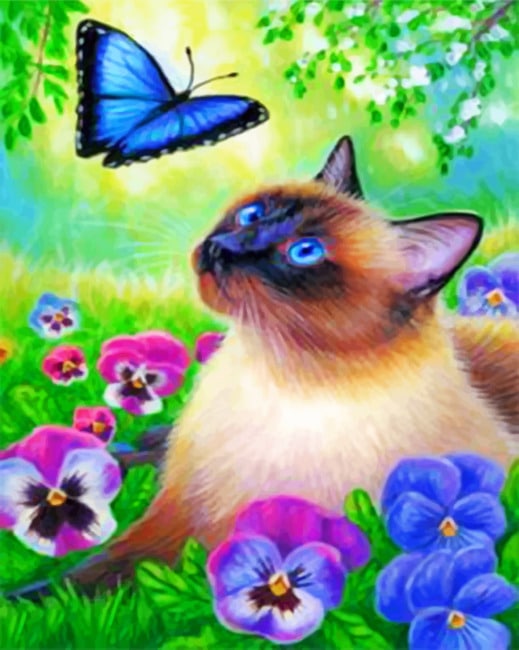 

Cat And Blue Butterfly – Paint By Numbers - 40*50CM, 501 Original