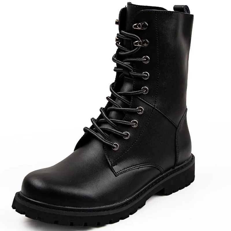 Yyvonne Tactical Ankle Boots Men Outdoor Leather Winter Fur Warm Us Army Hunting for Mens Shoes Casual Black High Gang Non-slip