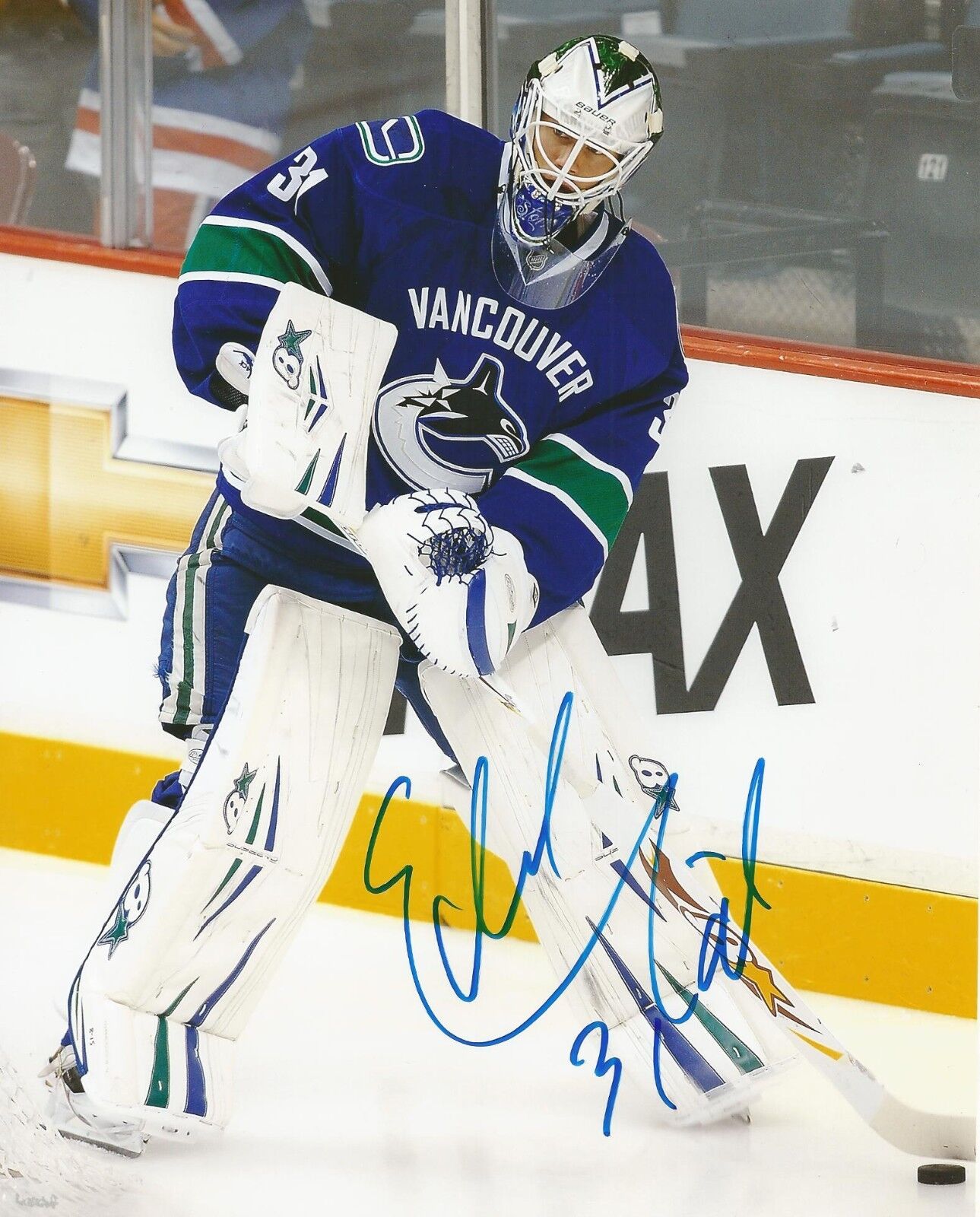 EDDIE LACK SIGNED VANCOUVER CANUCKS 8x10 Photo Poster painting #2 with PROOF & COA