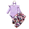 Baby Girls Khaki Broken Flower 3 Pcs Sets