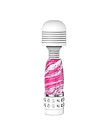 Pornhint Mini Diamond Waterproof Wand Massager Pink Marble - 4 Inch