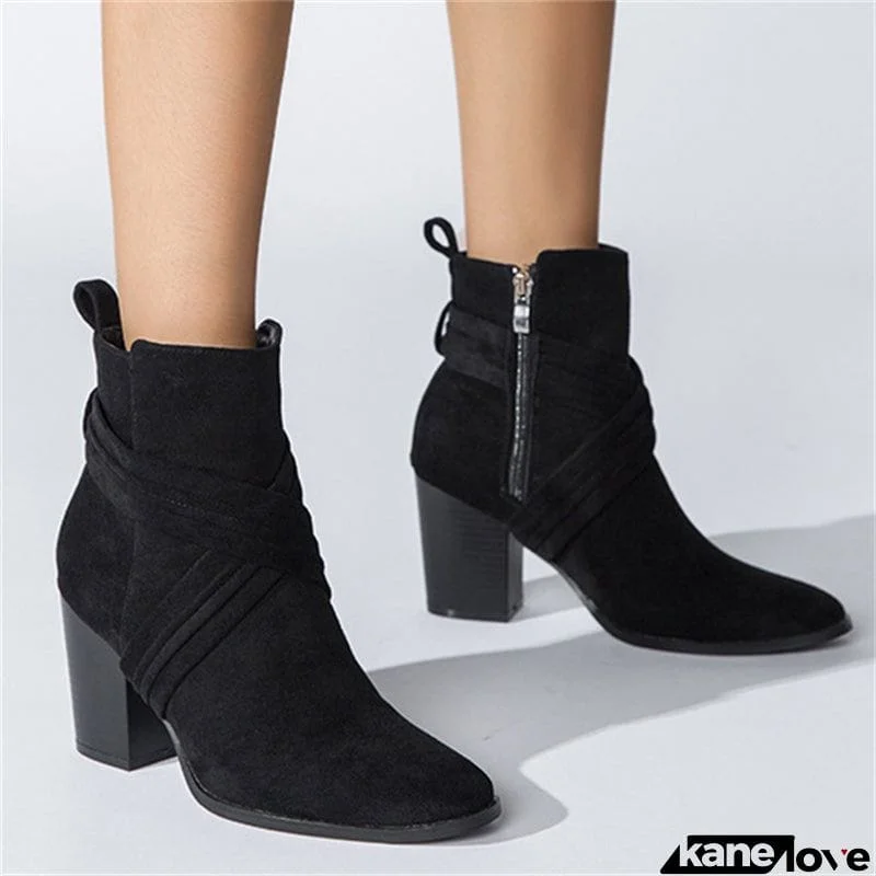 Fashion Pointed Toe High Heels Women Grace Suede Ankle Boots