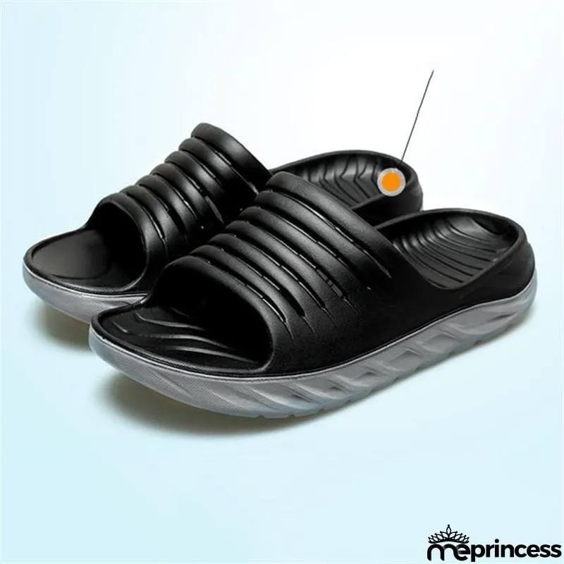 Mens Personalized Color-Blocking Non-Slip Elastic Sole Platform Comfy Slippers