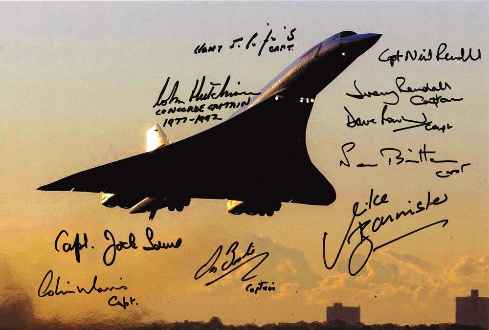10 Concorde Captains SIGNED Autograph 12x8 Photo Poster painting AFTAL COA inc Mike Bannister