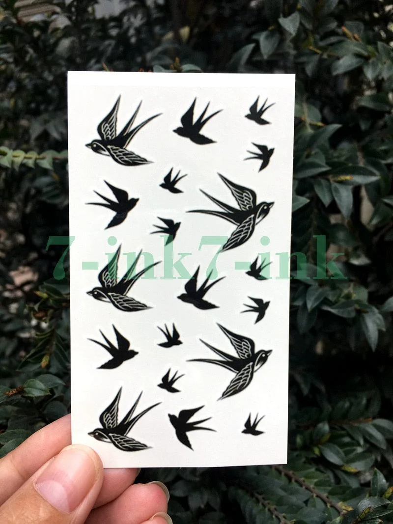 Waterproof Temporary Tattoo Sticker black white pigeon Swallow bird tattoo flash tatoo fake Water Transfer tatto for Woman Man