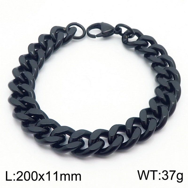 Stainless Steel Personality Fashion Trend Simple Two-Side Grinding Cuban Link Chain Bracelet Accessories