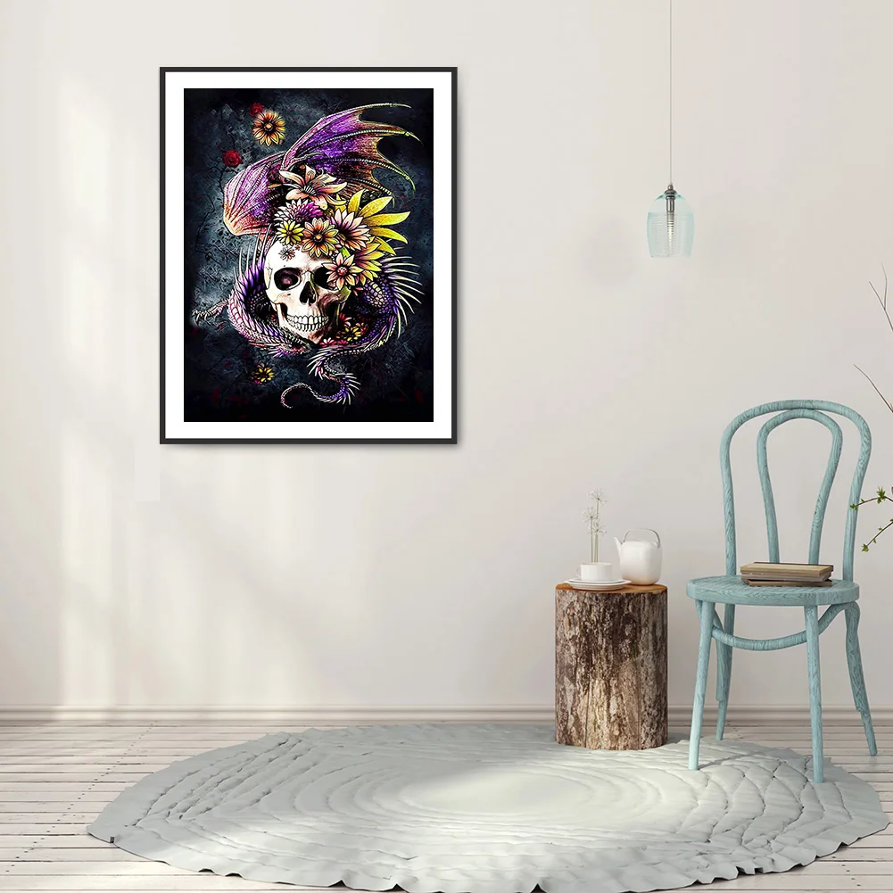 DIY Full Round Drill Diamond Painting 5D Weird Skull Poster Kit (B3867)