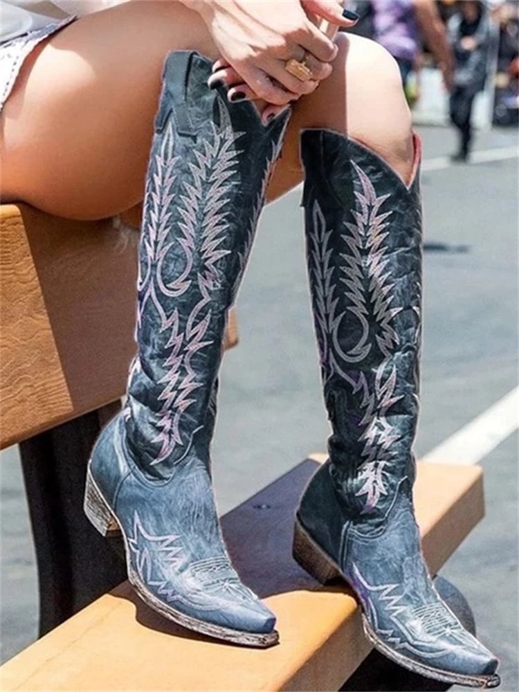 Cowgirl Western Embroidered Knee High Boots