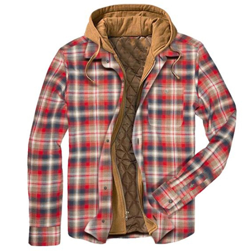 Mens Winter Plaid Thick Casual Jacket