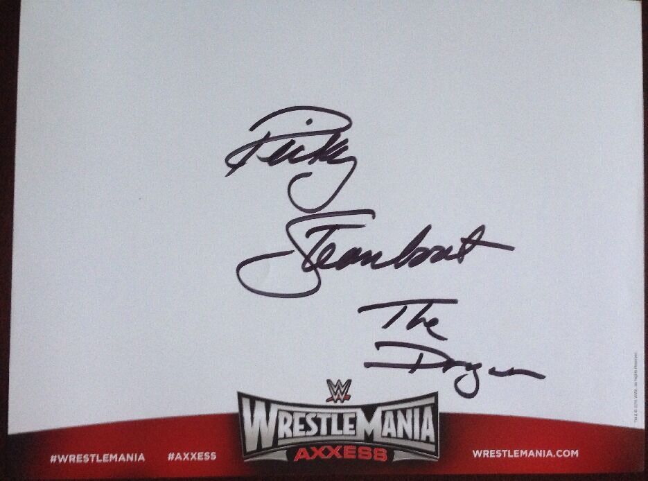 Ricky The Dragon Steamboat Signed WWE Wrestlemania Axxess White 8.5x11 Promo