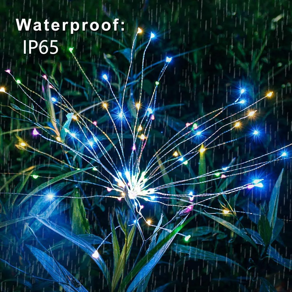 2 Pack Outdoor Solar Garden Decorative Lights- 105 LED DIY Flowers Fireworks Trees Light
