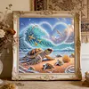Heart Wave Turtle Family Special Shaped 5D DIY Partial Drill Diamond Painting Kits for Adults Beginners Home Decor Diamonds Dots Gem Art Kits 11.81 X11.81inch