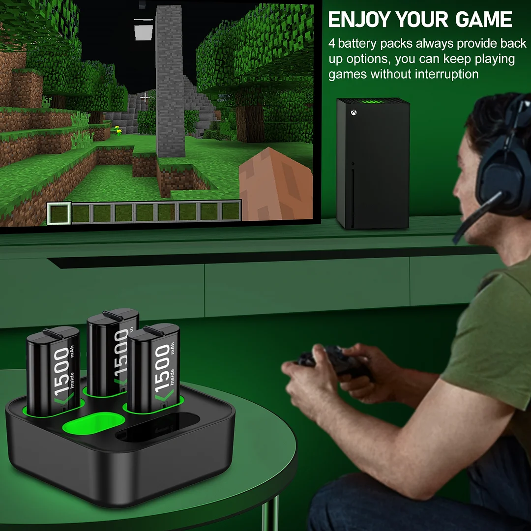 Xbox Controller Battery Pack for Xbox Series X|S/Xbox One S/X/Elite,DinoFire 4x1500mAh Xbox One Rechargeable Battery Pack with Fast Charger Station