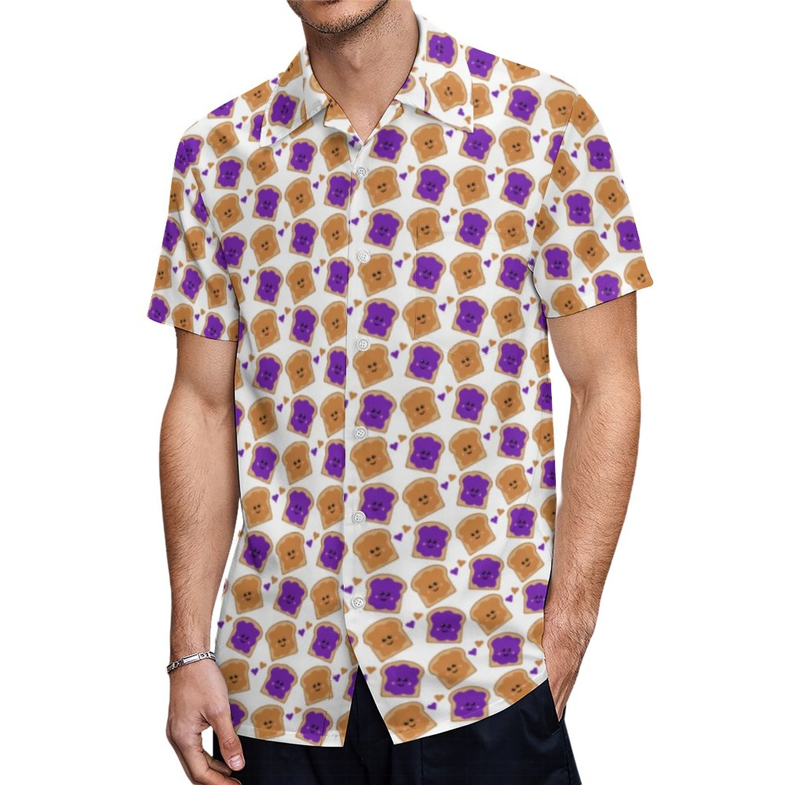 Cute Peanut Butter And Jelly Hawaiian Shirt Mens Button Down Plus Size Tropical Hawaii Beach Shirts