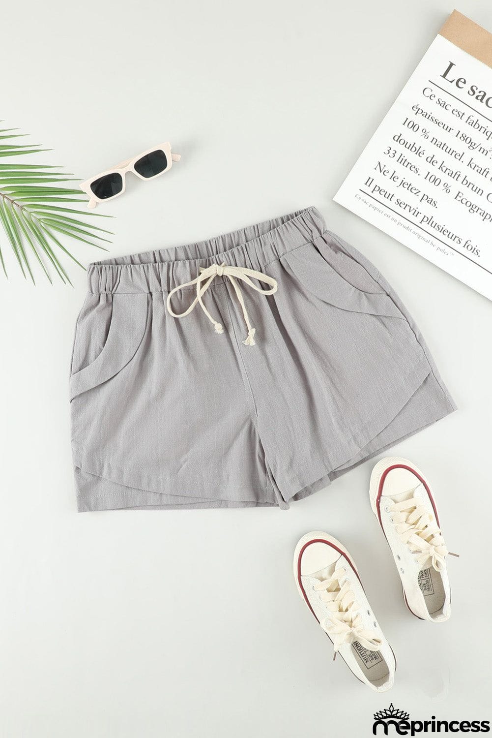 Women Casual Gray Faylin Linen Shorts
