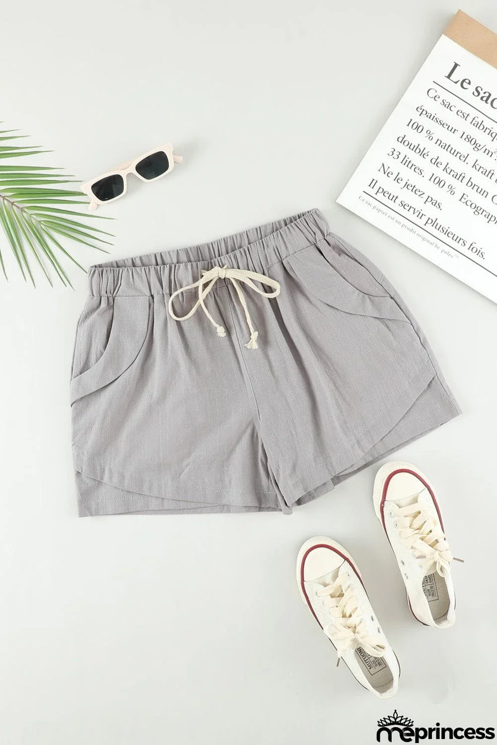 Women Casual Gray Faylin Linen Shorts