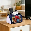 Diamond Painting Red Roses PU Leather Tissue Box for Napkin Holder