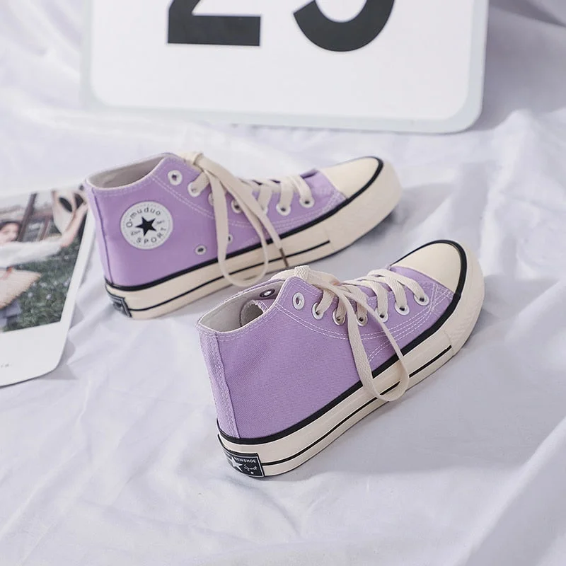 Women&Men Fashion Vulcanize Shoes Woman Sneakers New Rainbow Retro Canvas Shoes Flat Fashion Comfortable High Shoes Women