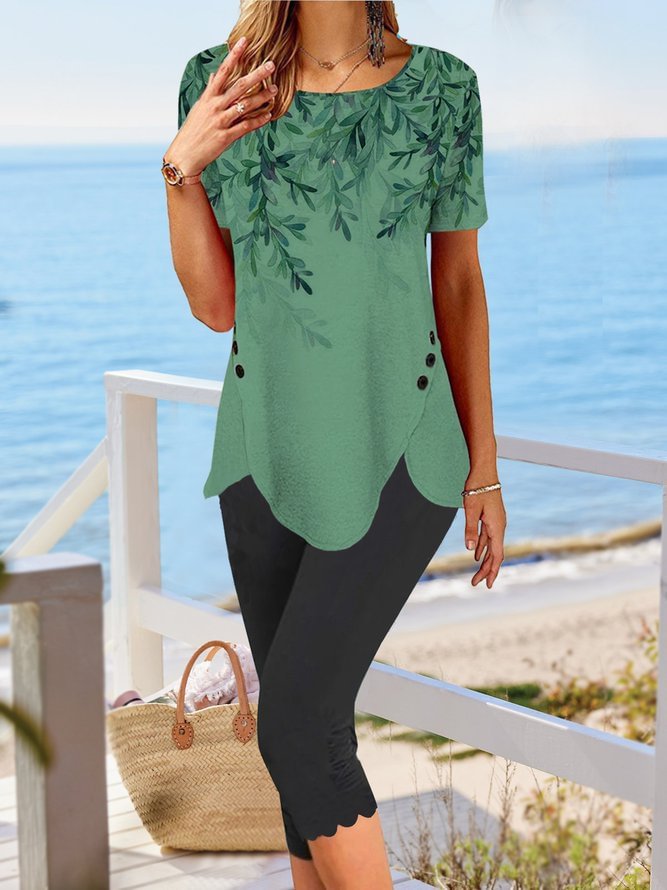 Irregular Hem Crew Neck Short Sleeve T-Shirt