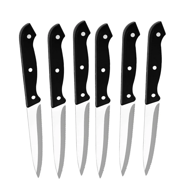 MYVIT Steak Knife, Stainless Steel Classic Table Knife Sharp Serrated Knife Full Handle Triple Rivet Dinner Cutlery Set