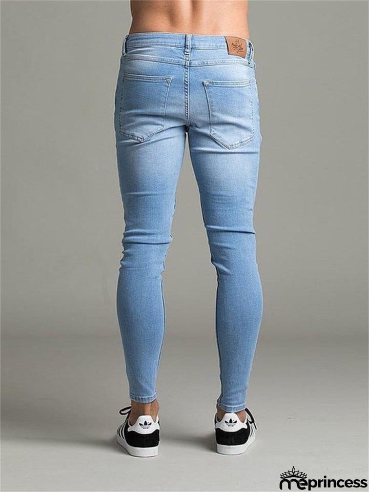 Men's New Fashion Skinny Stretch Hole Jeans