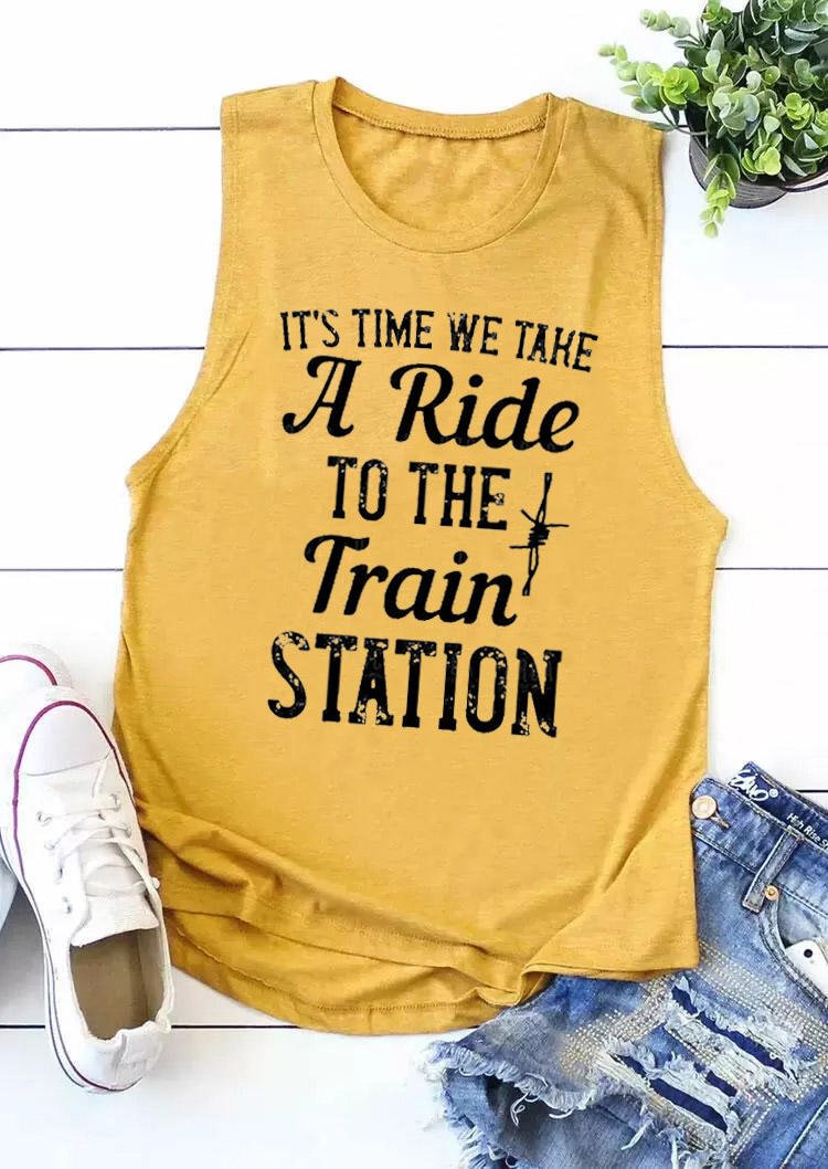 It's Time We Take A Ride To The Train Station Tank - Yellow