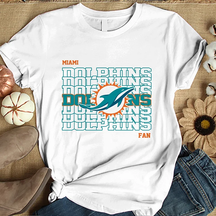 Miami Dolphins Women's White Relaxed T-Shirt