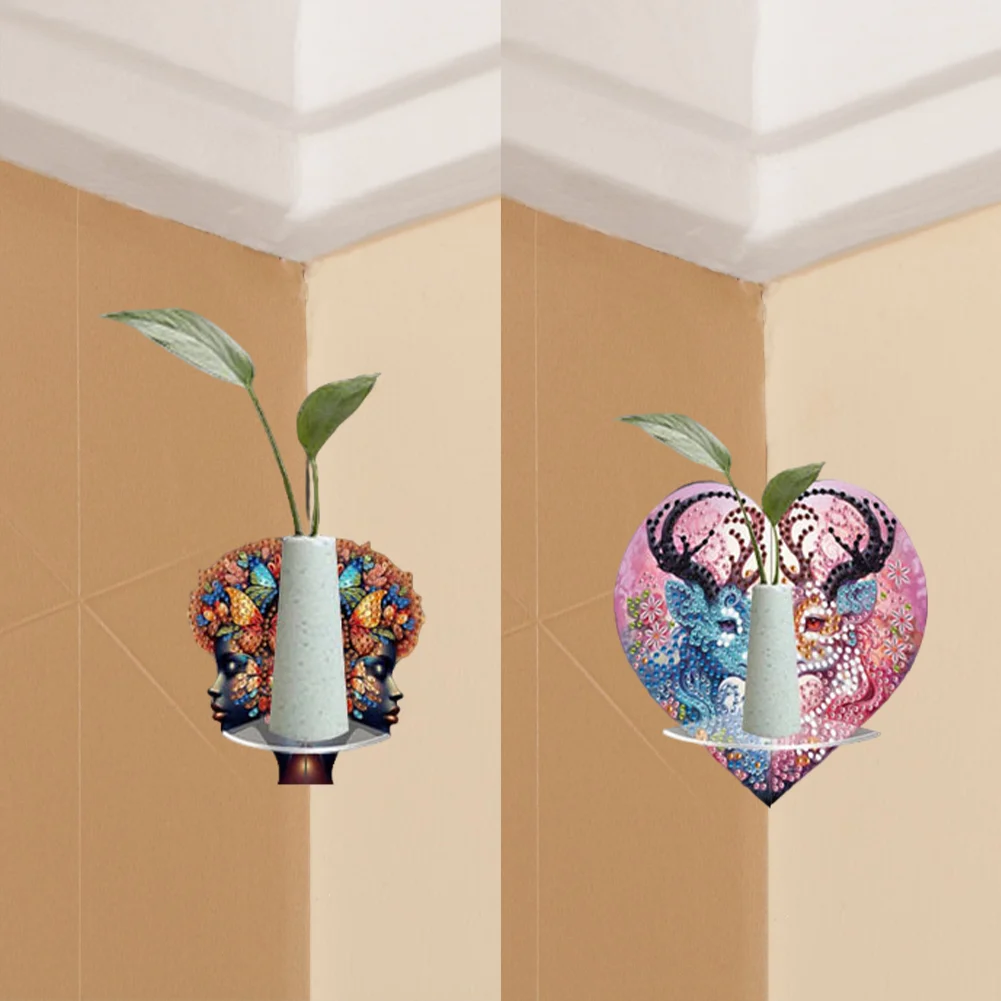 2pcs 2D Flat DIY Diamond Art Pendant DIY Home Decor Hanging Charm Decor (Woman)