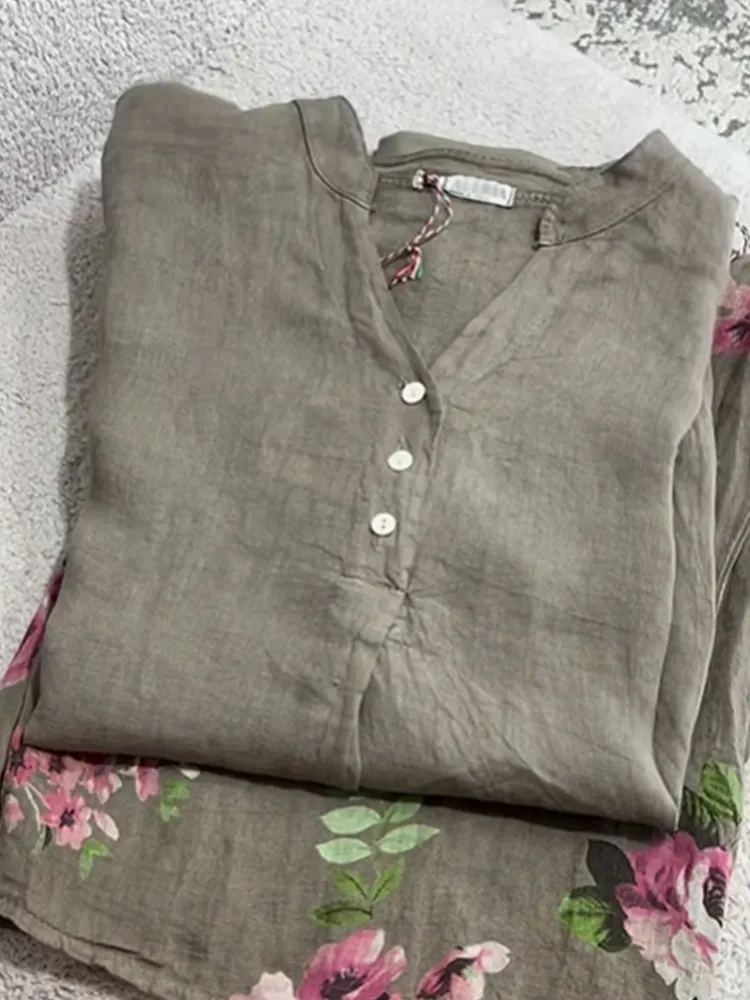 Women's  Casual Cotton And Linen Shirt