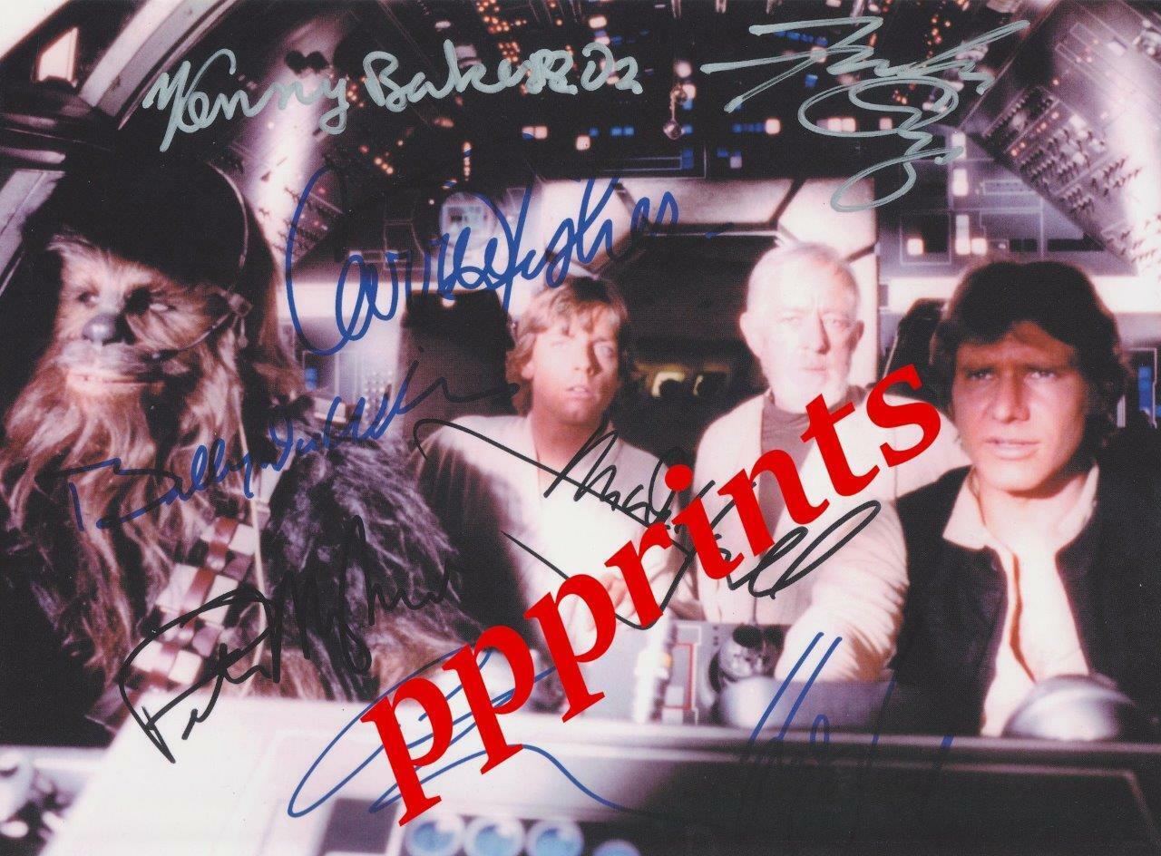 STAR WARS CAST Hamill, Ford, Guinness, Mayhew AUTOGRAPH10X 8