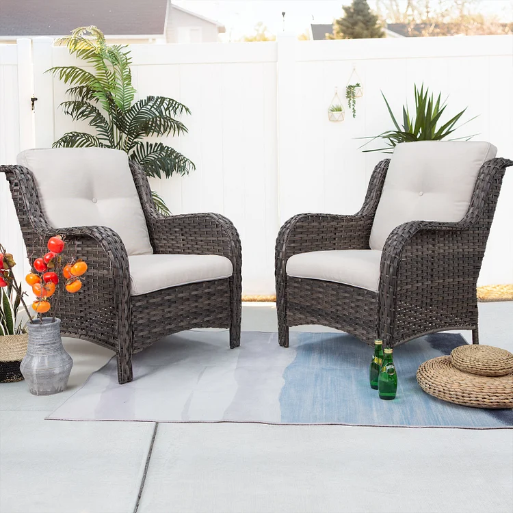 Joyside Outdoor Wicker Patio Dining Chairs, 2-Set