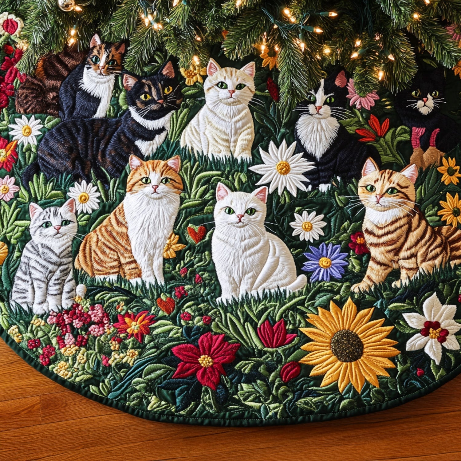 Pawprint Garden Quilted Christmas Tree Skirt NCU0PT2363