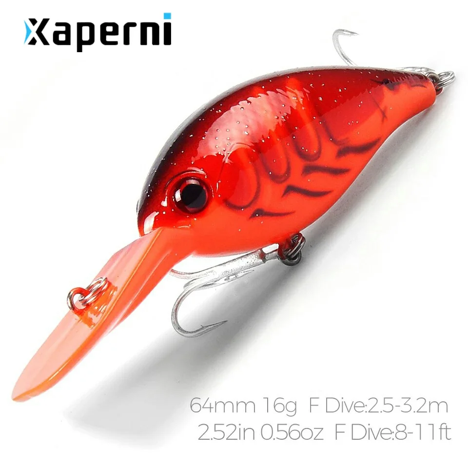 Xaperni hot model, A+ fishing lure crank 64mm 16g  6colors  for choose dive 2.5-3.2m. fishing tackle hard bait