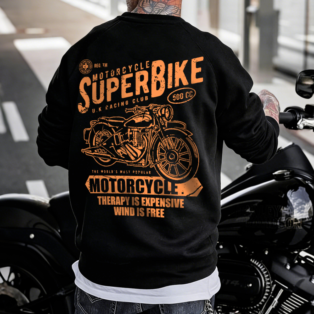 Luminous Letters Graphic Round Neck Cotton Sweatshirt