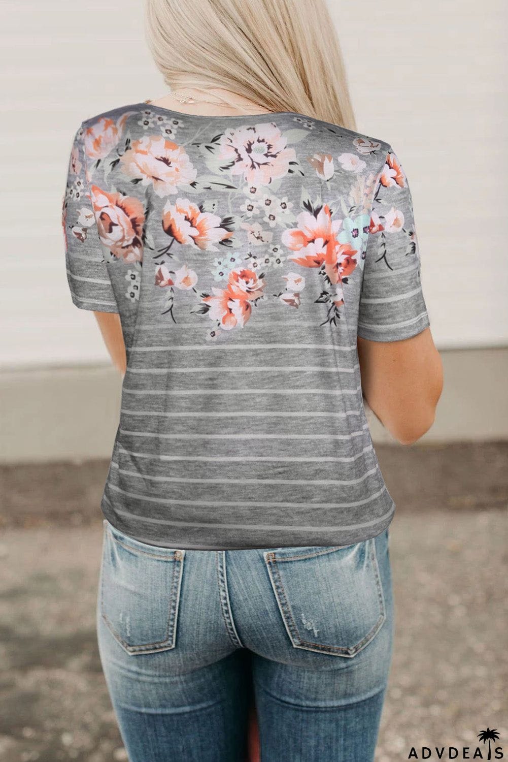 Spring Vibe Floral & Stripe Tee