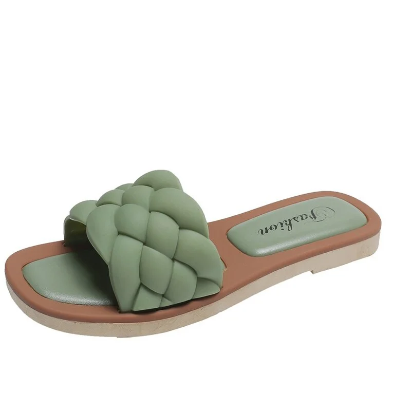2021 New Women Slippers Fashion Weave Flat Sandal Ladies Outdoor Beach Lady Shoes Home Lovely Casual Office Female Flip Flops