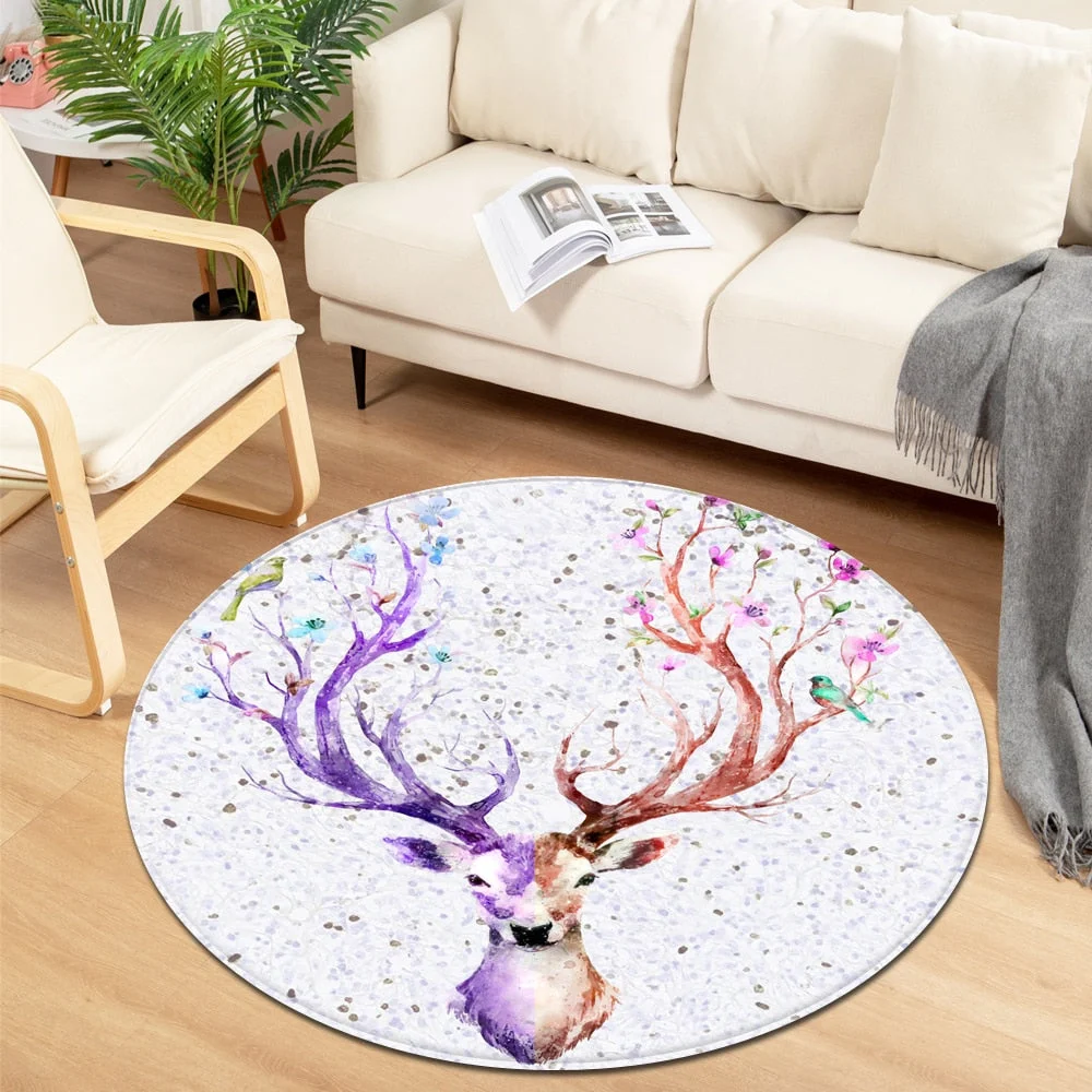Modern Round Carpet Children Bedroom Bedside Mat Living Room Chair Large Carpet Home Kids Room Decorative Anti-Slip Floor Rugs