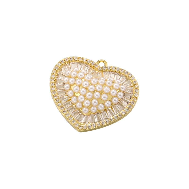 1 Piece 22*32mm Hole 1~1.9mm Hole 3~3.9mm Copper Pearl 18K Gold Plated Christmas Tree Heart Shape Snowflake Pendant Jewelry Accessories