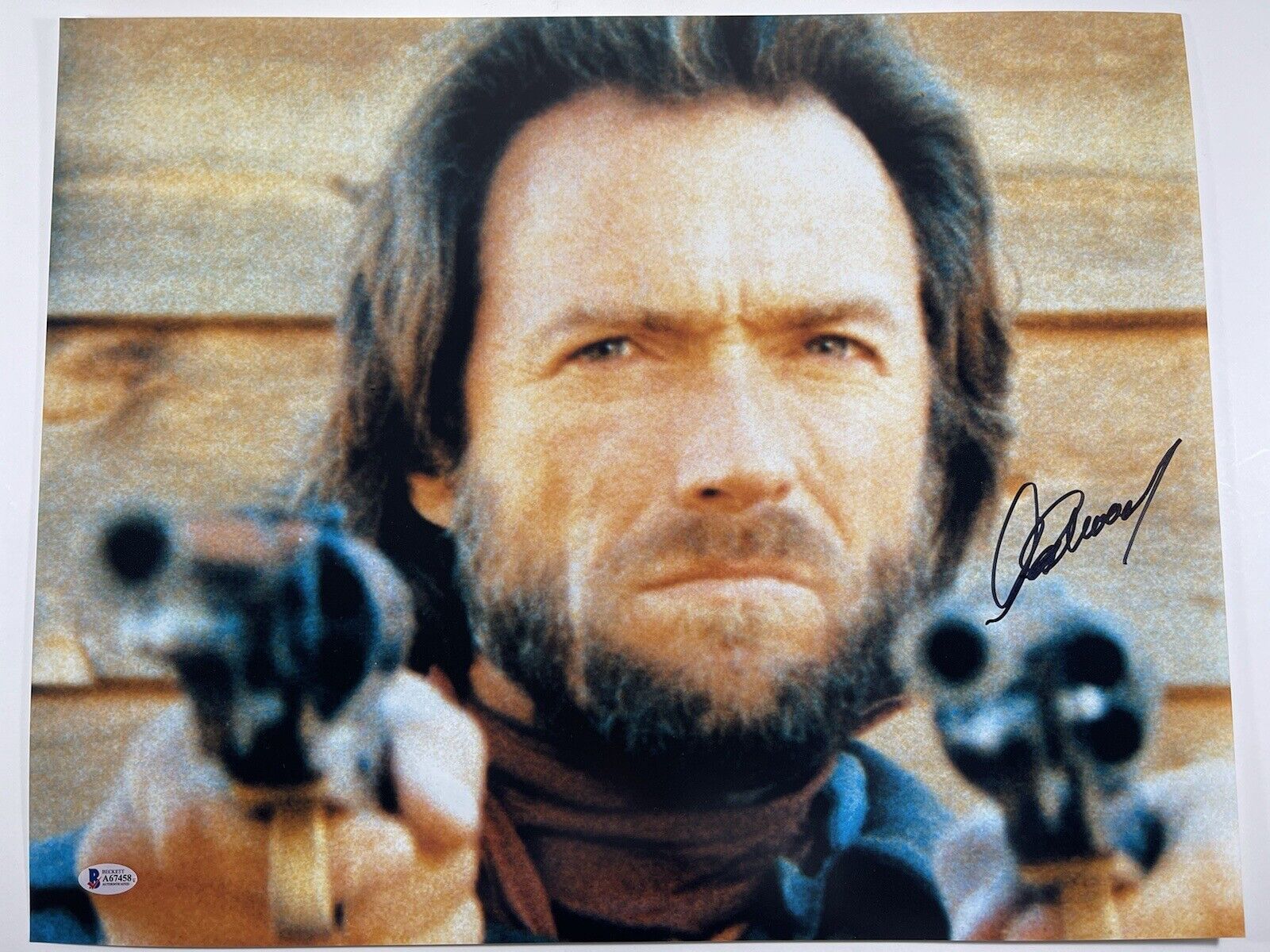 CLINT EASTWOOD SIGNED THE OUTLAW JOSEY WALES 16x20 Photo Poster painting BECKETT BAS LOA #A67458